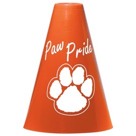 Anderson's Exclusive Orange and White Paw Pride 7" Megaphone Noisemaker Boost School Spirit Cheerleader Sports Football Basketball Homecoming Squad Team Party Dance Club Performance Fan Pack of 10