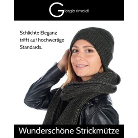 Giorgio Rimaldi® Hat for Men and Women – Knitted Wool Hat – Warm and Skin-Friendly – Ideal as a Set with Matching Scarf – One Size – 25 x 20 cm, charcoal