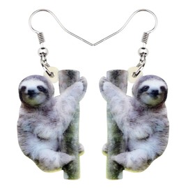 NEWEI Acrylic Unique South American Sloth Earrings Dangle Drop For Women Girl Wild Animal Jewelry Charm Gifts (Multicolor)