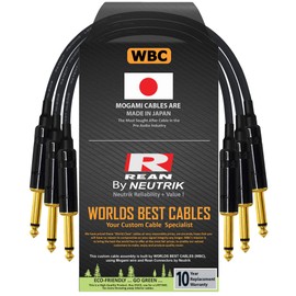 WORLDS BEST CABLES 3 Units - 7 Inch -Pedal, Effects, Patch, Guitar Instrument Cable Custom Made Made Using Mogami 2319 Wire and Neutrik-Rean NYS224BG Gold ¼ inch (6.35mm) TS Plugs