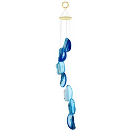 mookaitedecor Blue Agate Slices Wind Chimes for Home Garden Decoration 25-31 Inches