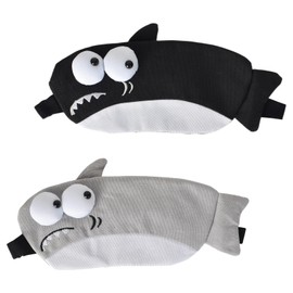 Pack of 2 Eye Masks with Cooling Pad, Funny 3D Memory Foam Sleeping Mask, Breathable Blindfold for Men and Women, Perfect for Sleeping, Travel, Eye Fatigue (Shark (Black + Grey)