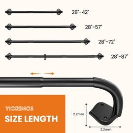 VIOREMOS 2 Pack Curtain Rod Wrap Around Adjustable Room Darkening Blackout Curtain Rod 28-42 inch Easy Install Black Curtain Rods for Windows Bedroom Outdoor
