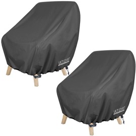 ULTCOVER Waterproof Patio Chair Cover 2 Pack – Outdoor Lounge Deep Seat Single Lawn Chair Cover Fits Up to 35W x 35D x 34H inches, Black