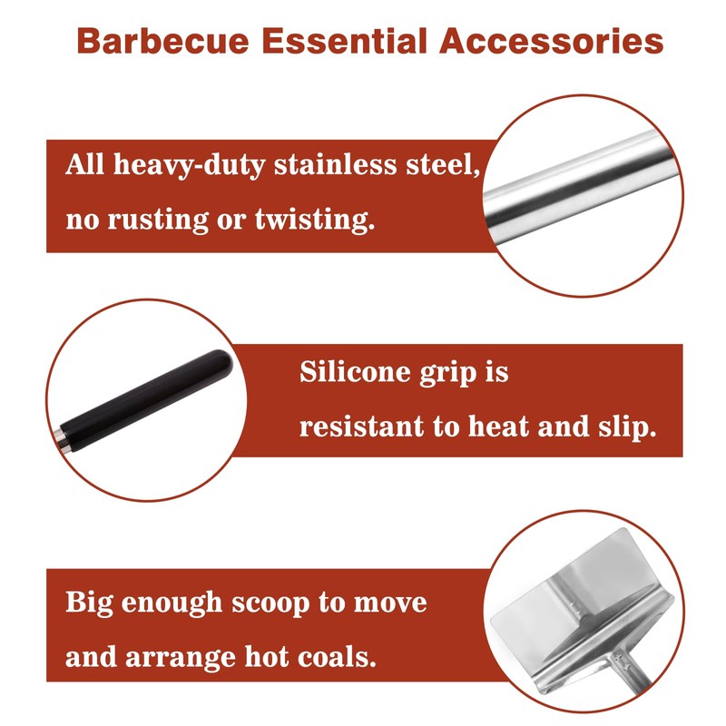 Mydracas Coal Rake Grill Ash Tool,BBQ Charcoal Rake Stainless Steel