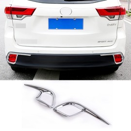 KELEIMAI Car Accessories Fit For Toyota Highlander 2015 2016 2017 2018 2019 Rear Fog Light Lamp Cover Trim (Glossy Chrome Style) ABS 2 PCS