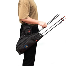 BowQier Bow Quiver, 3 Tube Hip Quiver for Compound Bow, Youth Quiver for Arrows Arrow Holder for Kids Adjustable Belt, T-Slot 3 Pockets