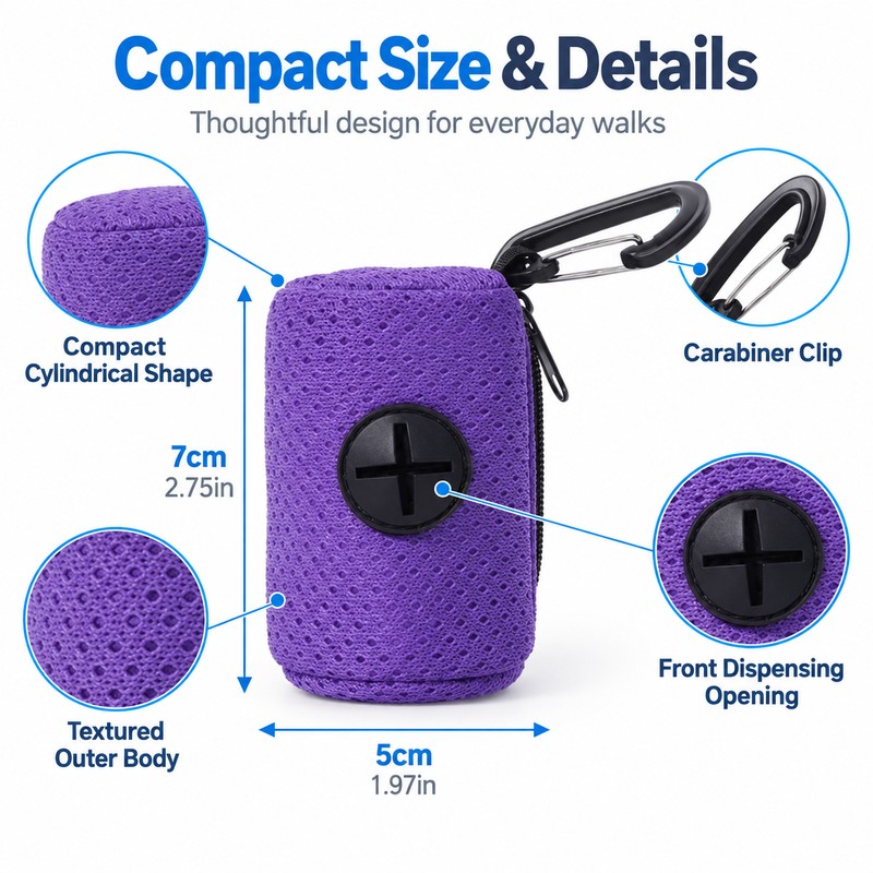 Dog Poop Bag Dispenser for Walking – Compact Leash Clip