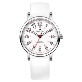 NBONAL Nurse Watch for Medical Doctor Professionals Student Easy Read Dial with Luminous 24 Hours Red Second Soft Silicone Band 30M Waterproof (NB-231-WT)