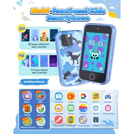 Kids Smart Phone, 3.5" Touchscreen Dinosaur Toys Phone for Boys 3 4 5 6 7 8 9 Years Old, Educational Kids Phone Toy for Toddler Christmas Birthday Gifts Age 3-8，Dual Camera, ABC Learning, Video Player