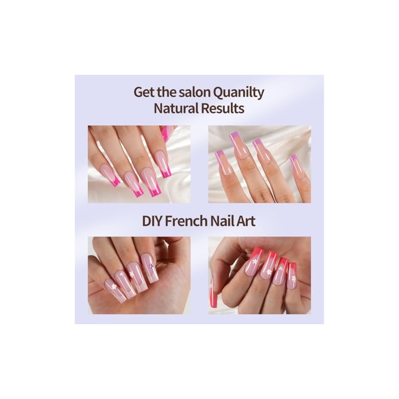 Misssix XBASICTIPS Uñas postizas francesas rosas, 150 unidades, largas y