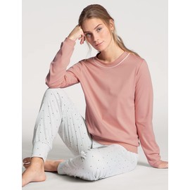 CALIDA Sweet Dreams Women's 100% Cotton Cuffed Pyjamas with Fabric Covered Elastic Waistband, Rose Bud