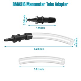 RMA316 Manometer Tube Adapter,Pressure Tube Adapter Fitting,3/16 in. to 5/16 Manometer Fittings Adapter Fit for Fieldpiece Manometer Inlet and Outlet Valves on Various Models of Gas Appliances-2PCS