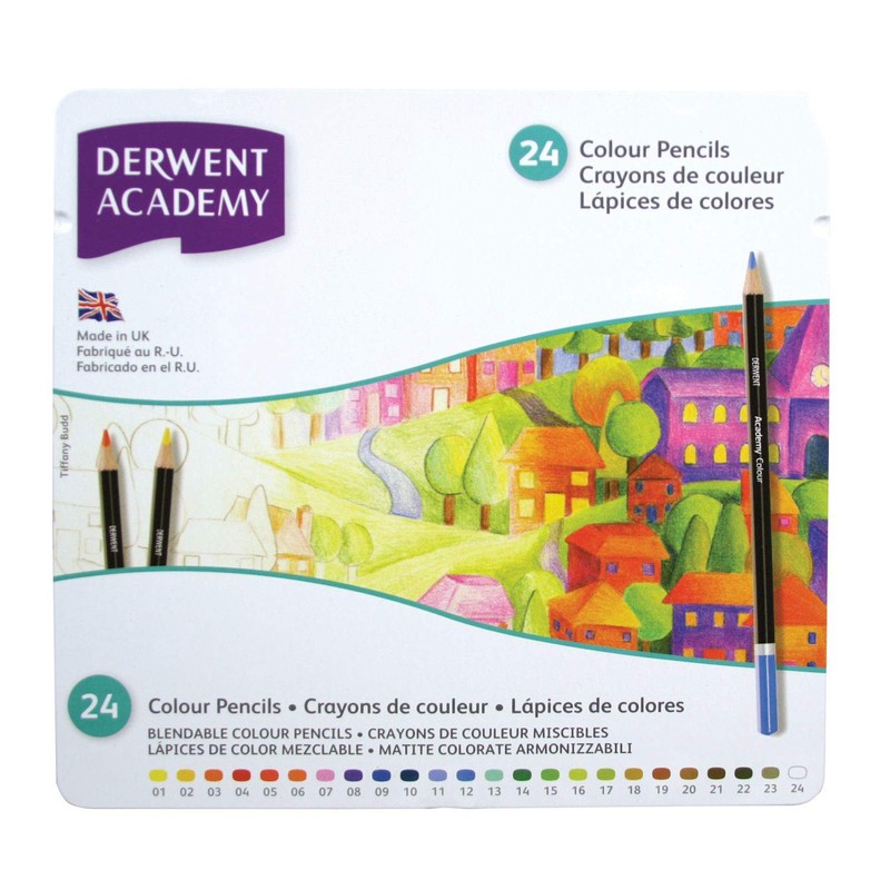 Derwent Academy Colouring Pencils Tin of 24