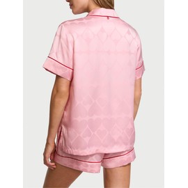 Victoria's Secret Satin Pajama Set, Short Sleeve Button Down & Shorts, Pajamas for Women, Pretty Blossom, M