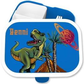 Campus Mepal - Dino Dinosaur - Lunch Box with Dinosaur Motif for Children Lunch Box with Dino Design for School Children Portable Dino Lunch Box for School - 750 ml - Blue