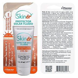 Protector solar Facial Skinër 45 ml. Filtro con maquillaje Tono # 3