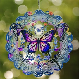 Molinillos de viento para decoración de mariposas al aire libre, regalos de cumpleaños para mujeres, mamá, abuela, mariposas colgantes, molinillos de viento de 12 pulgadas, esculturas de viento 3D