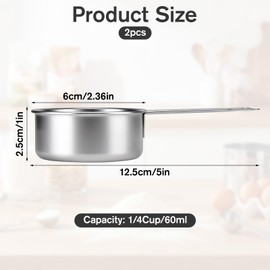 1/4 Cup Measuring Scoop, 60 ml Stainless Steel Cups