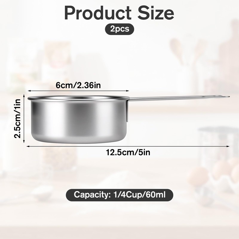 1/4 Cup Measuring Scoop, 60 ml Stainless Steel Cups