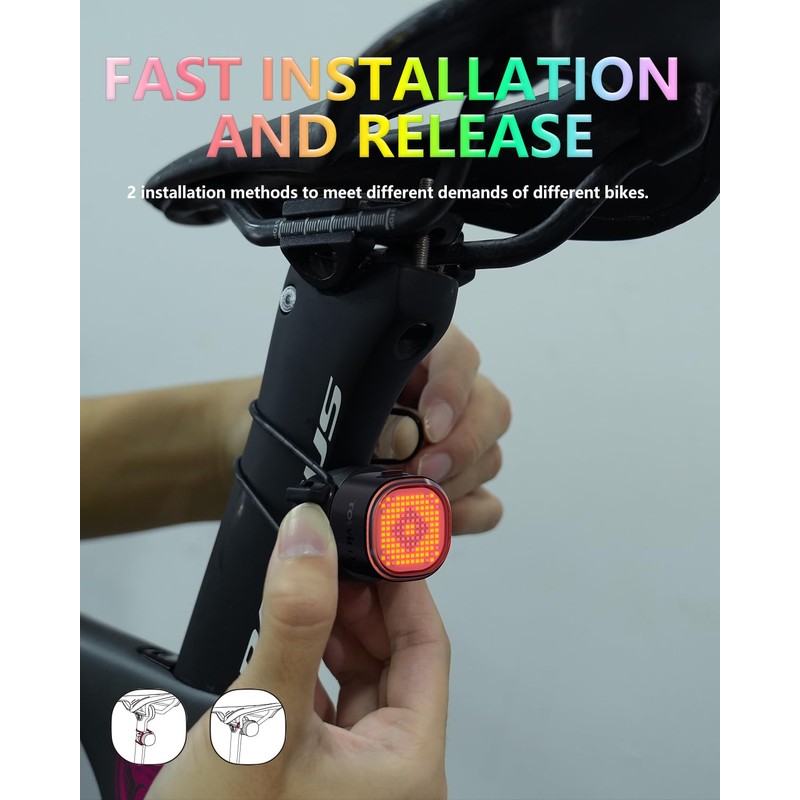 TOWILD TL08 Bike Rear Light with Expression DIY Function,Gradient Color