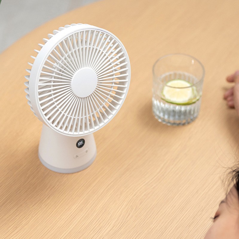 Desktop Fan Portable 5 Speed Power Display Quiet USB Rechargeable
