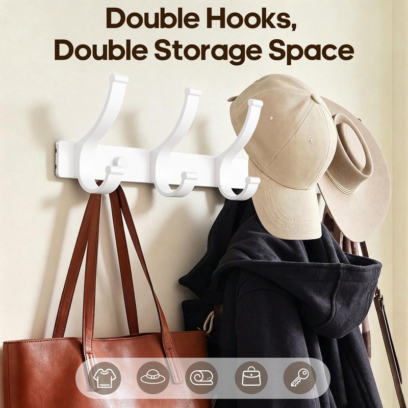 Coat Rack Wall Mount, Heavy Duty Coat Rack Hooks for