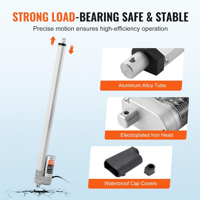 VEVOR Linear Actuator 12V, 20 Inch Waterproof IP65 Linear Actuator,