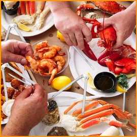 FoldTier 12 Pack Lobster Crackers and Picks Set Crab Cracker Pliers Tools Stainless Steel Nut Opener Walnut Pecan Tool Seafood Shellfish Claw Crackers
