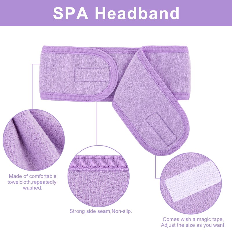 Whaline Spa Facial Headband 4 Packs Head Wrap Terry Cloth