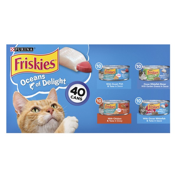 Purina Friskies Wet Cat Food Variety Pack, Oceans of Delight - (40) 5.5 oz. Cans