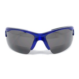 Incredible Bargains The Reno Bifocal Sun Readers, Unisex Sport Wrap Around Half Frame Reading Sunglasses + 1.50 Blue