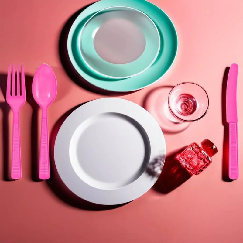 Party Dimensions Plastic Hot Pink | Pack of 48 Cutlery