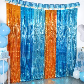ROVOCLO Blue Dog Foil Fringe Curtains, 2 Pack Blue Dog Party Decorations 3.3x6.6ft Blue Dog Fringe Streamer Backdrop for Birthday Party