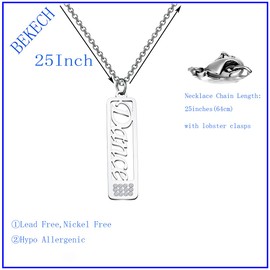 BEKECH Dance Necklace Script Dance Pendant Necklace Girl Dancing Jewelry Ballerina Dancer Gift Dance Recital Gift for Women Teen Girls (silver)