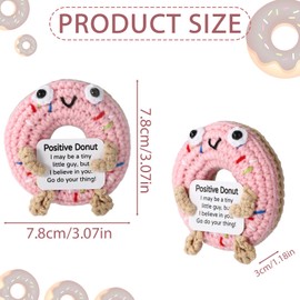 TOYMIS Crochet Doughnut, Funny Positive Doughnut Crochet with Encouragement Card, Emotional Plush Toy for Positive Support, Knitted Food for Friends, Family and Office Table