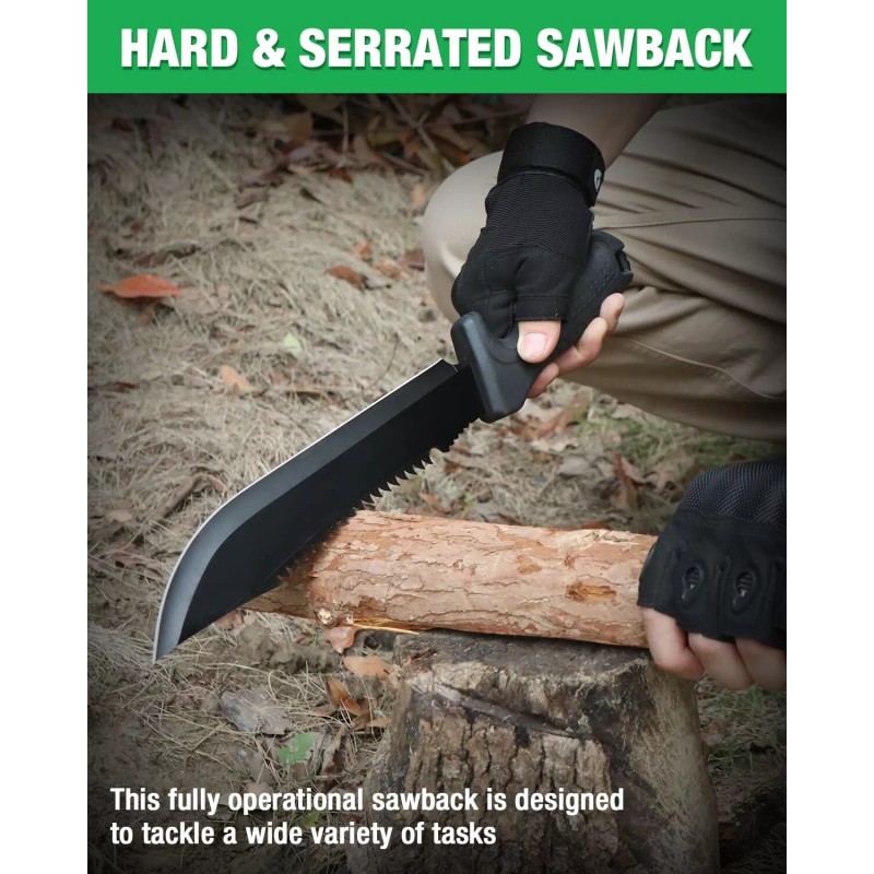 Mossy Oak 16-inch Machete With Sheath Saw Sharp Machete Ergonomic