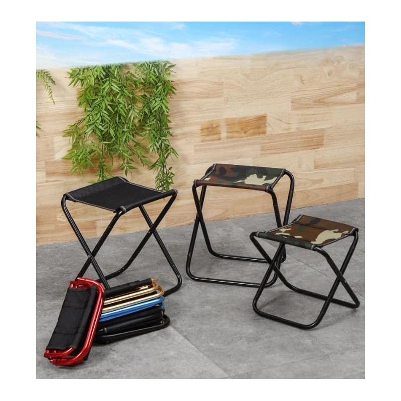 SLTG2020 Portable Folding Camping Stool, Lightweight Aluminum Frame, Black Oxford
