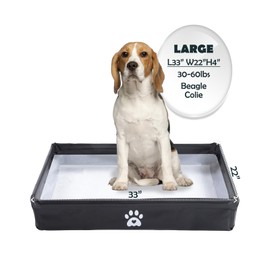 MEEXPAWS Dog Pee Pad Holder Foldable, Puppy Pad Holder Liner Base High Side, Dog Litter Box Indoor for Large Dog 33’’x22’’, Training Pad Holder Leak-Proof, Potty Pad Holder for Dogs Easy Clean