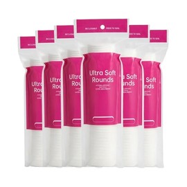 600 almohadillas de algodón redondas – 100 unidades (paquete de 6), suaves y absorbentes, almohadillas faciales de algodón para eliminación de maquill