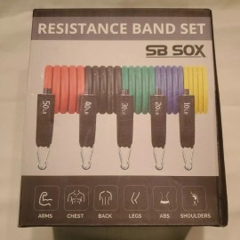 SB SOX Pro Resistance Band Set Men & Women 5 Resistance Levels Up To 150 Lbs