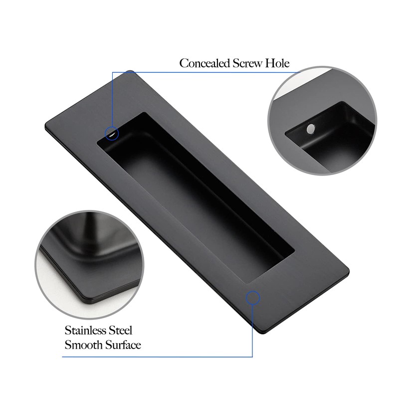 Ravinte 4 Pack Black Sliding Closet Door Handles Black Flush