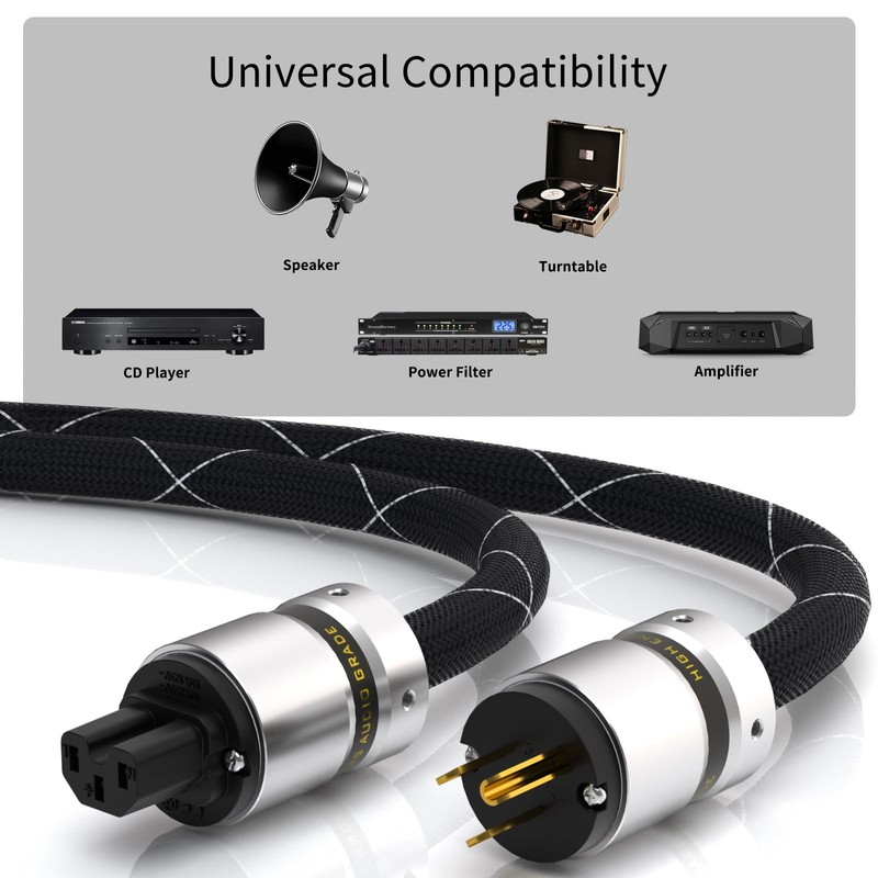Monosaudio 12AWG Audiophile Power Cord Pure Copper Audio Power Cable