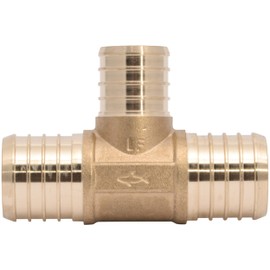 SharkBite 1-1/4 x 1-1/4 x 1 Inch Crimp Reducing Tee, Brass Plumbing Fitting, PEX Pipe, PE-RT, UC08353528