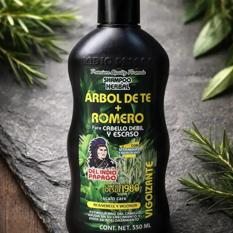 Shampoo Romero Y Árbol De Té 550 Ml Del Indio