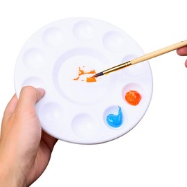 Lawei 24 Pcs Paint Palette Tray Plastic 10 Well Round Watercolor Painting Palettes for DIY Craft Artist Professional Art Painting