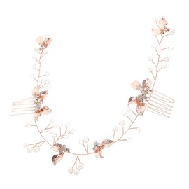 BIUDECO Rhinestones Floral Hair Comb for Weddings Elegant Bridal Headpiece Stunning Hair Accessories for Bride for Parties Dances and Everyday Wear