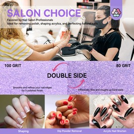 SAVILAND Nail Buffer Files: Double-Sided 80/100 Grit Nail Buffer Block 150Pcs Washable Nail Buffer & Shine Kit for Salon Shaping Smoothing Polishing Travel Mini Nail Buffer for Natural Acrylic Nails