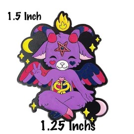 Bisexual Pride Hidden Flag Adorable Baphomet - Soft Enamel 1.5" Black Enamel Pin