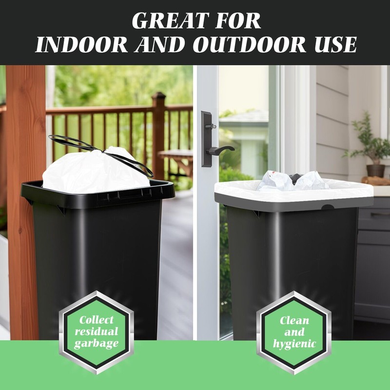 Large 20 Gallon White Drawstring Trash Bags, 1.8 Mil, 120